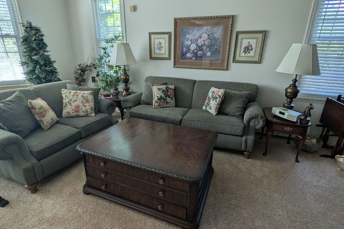 Staged living room at the Foxfield estate sale