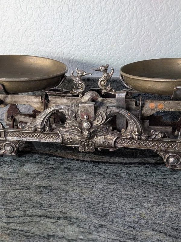 Antique brass balance scale