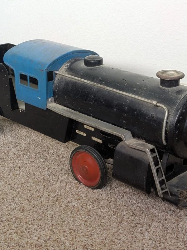 Vintage pressed-steel locomotive ride-on