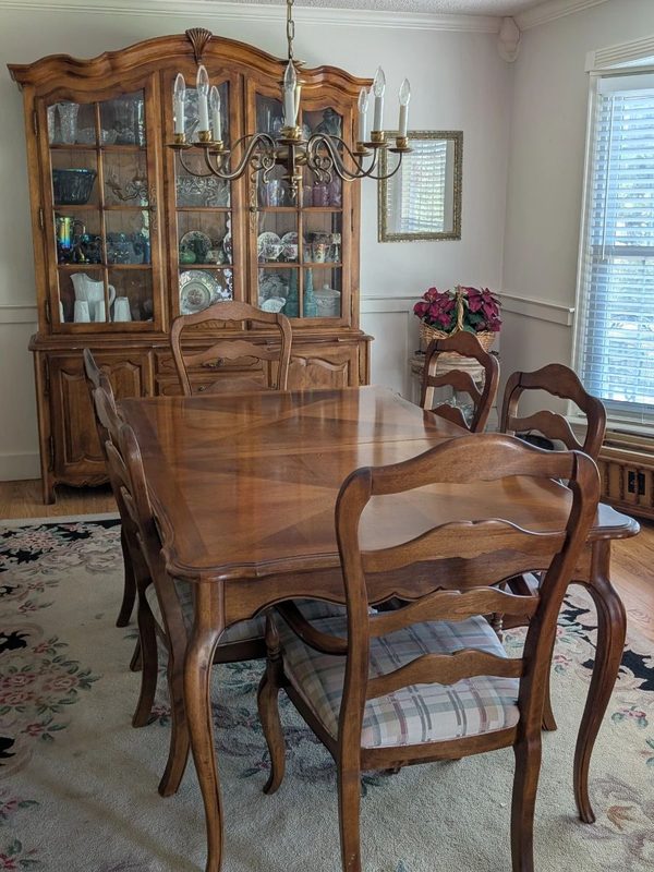 Dining set and lit china cabinet